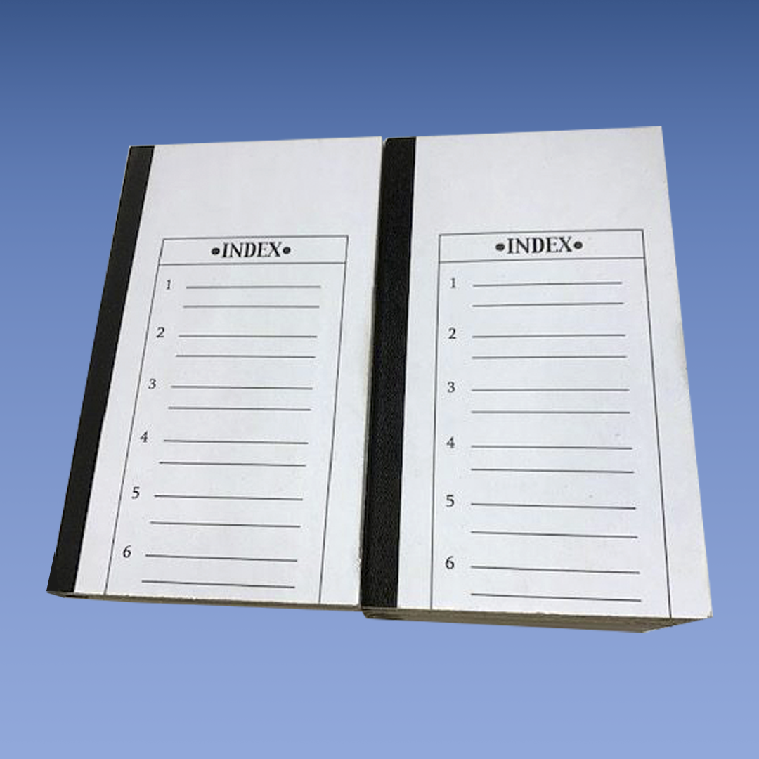 5 slide folder on a blue background