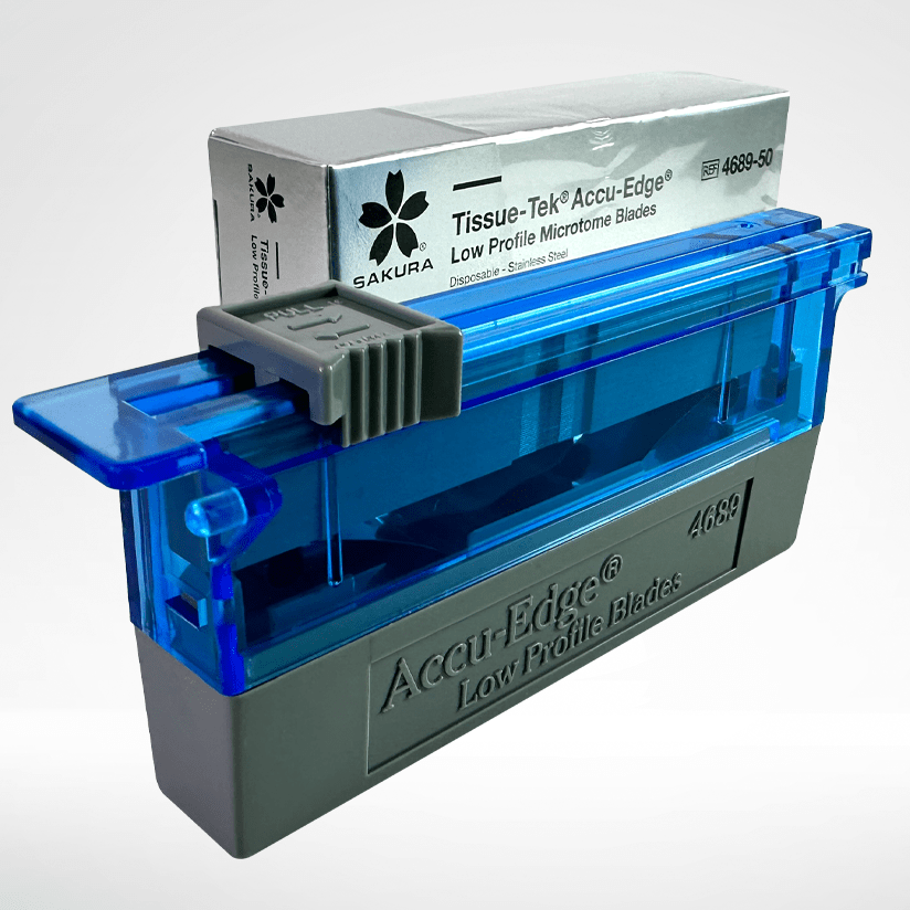 Sakura Accu-Tek Low Procile microtome blades in and out of package