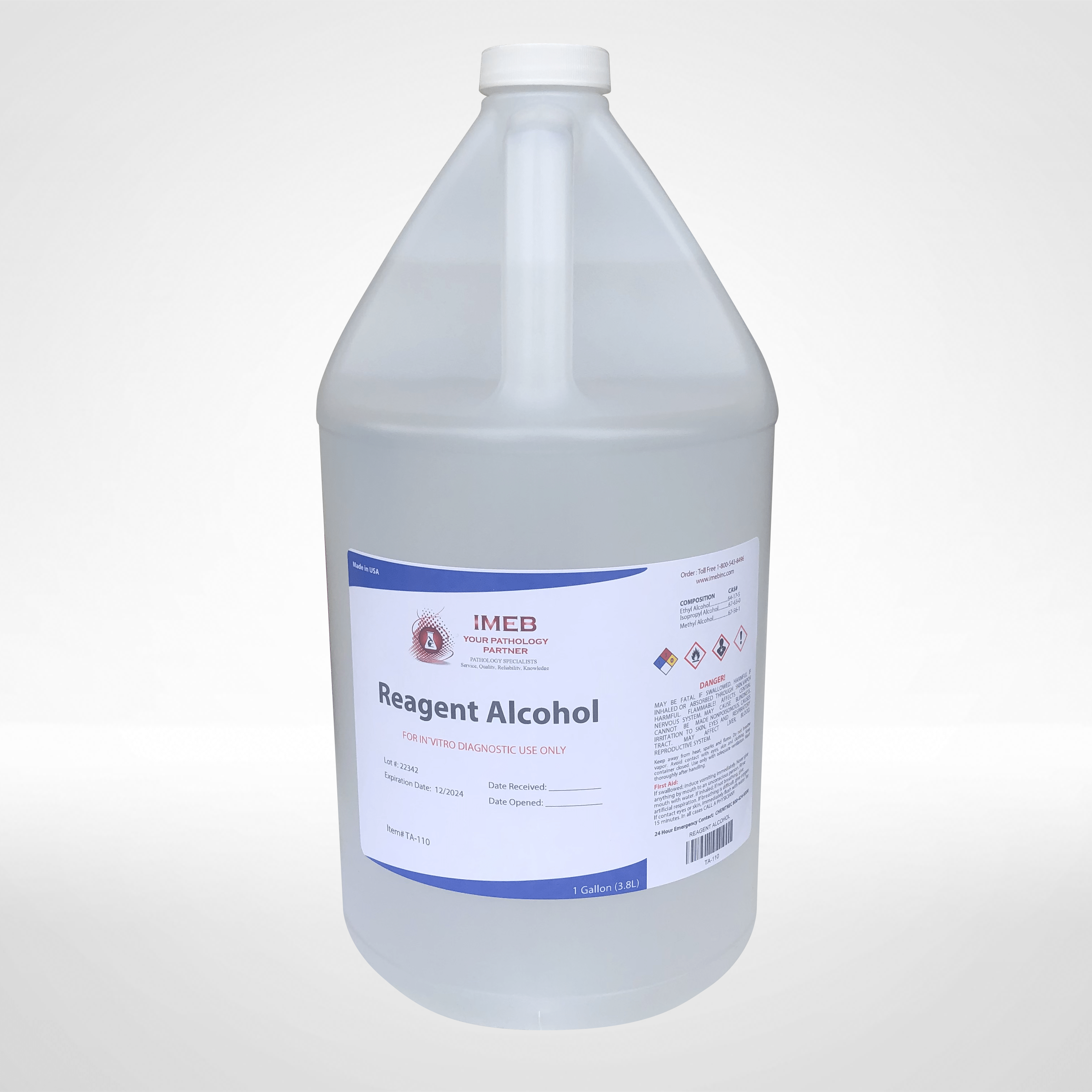 100 Percent Reagent Alcohol - 1 Bottle Gallon