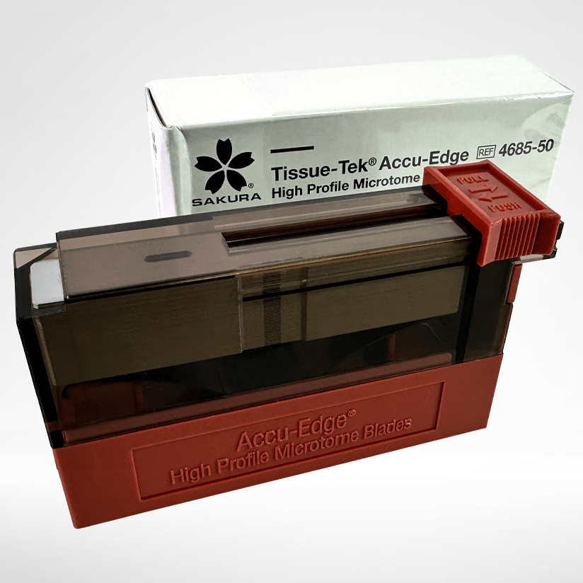 Sakura Accu-Tek High Procile microtome blades in and out of package