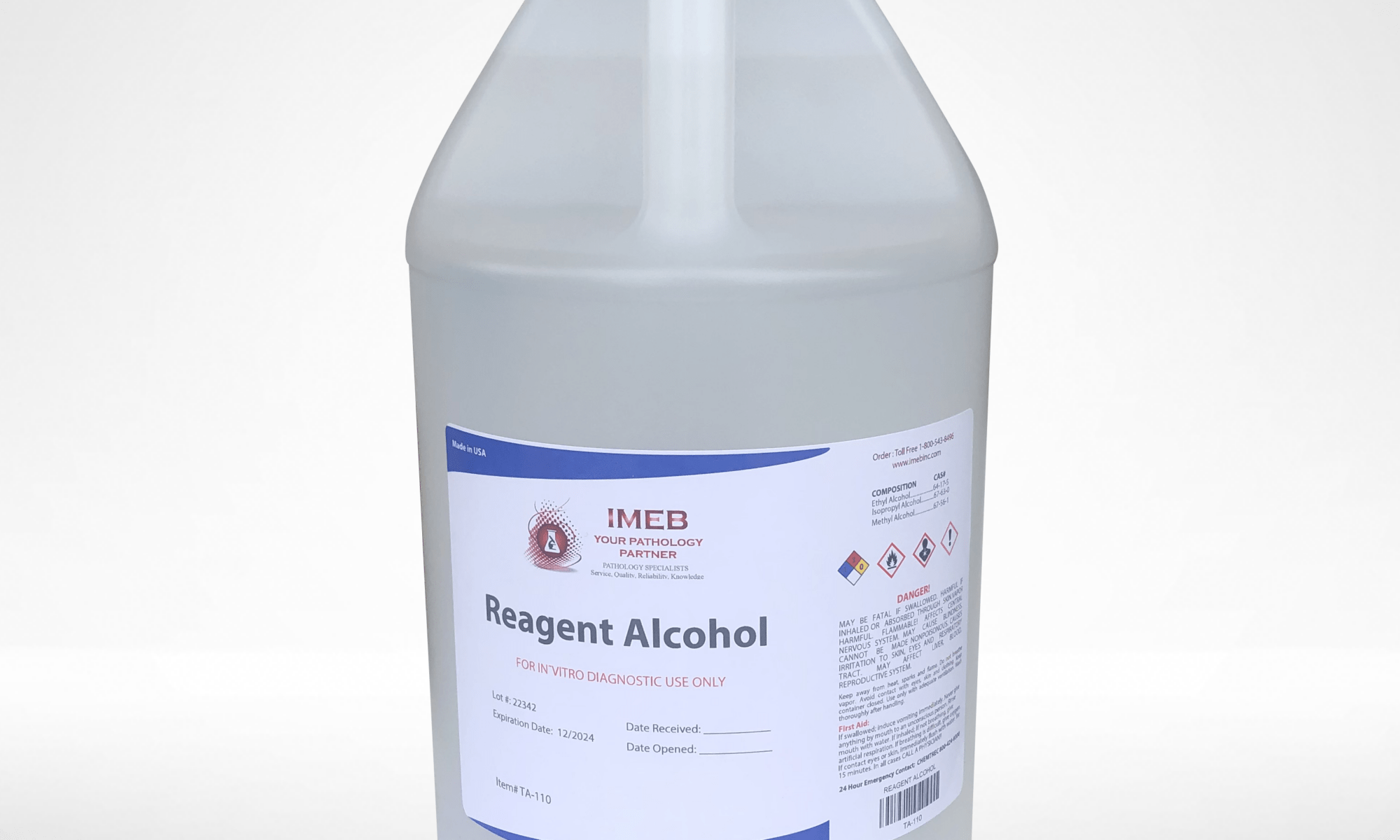 100 Percent Reagent Alcohol - 1 Bottle Gallon